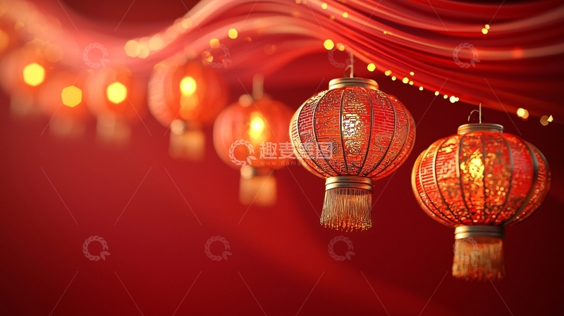 高清大图下载【趣麦麦图】红灯笼喜庆背景图