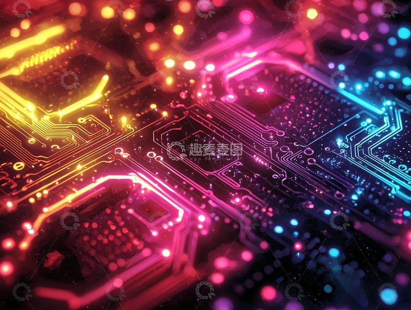 高清大图下载【趣麦麦图】绚丽电路板科技感背景