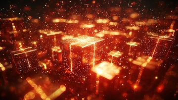 火光四射的立方体能量场