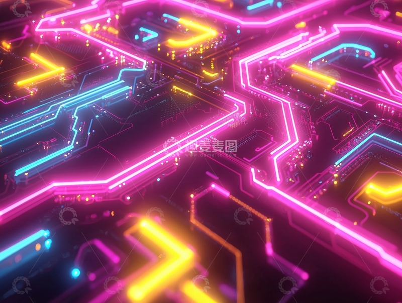 高清大图下载【趣麦麦图】霓虹灯电路板背景