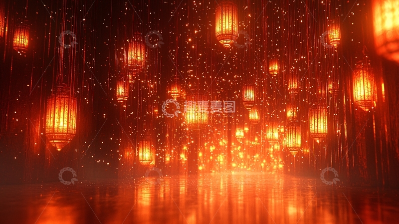 高清大图下载【趣麦麦图】悬浮灯笼梦幻夜景