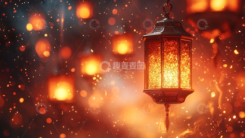 高清大图下载【趣麦麦图】悬挂的灯笼梦幻背景