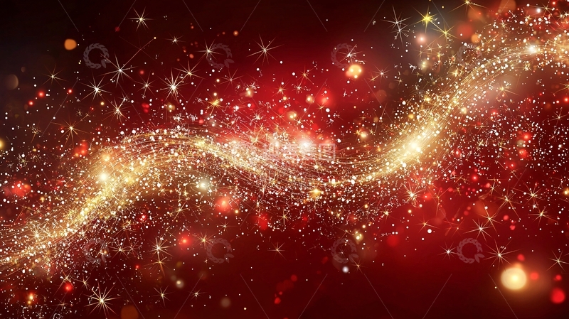 高清大图下载【趣麦麦图】红金色星光粒子流