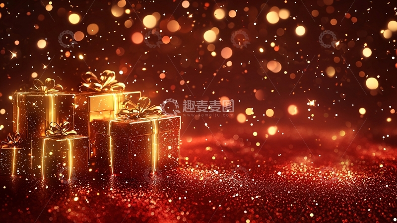 高清大图下载【趣麦麦图】金色礼盒