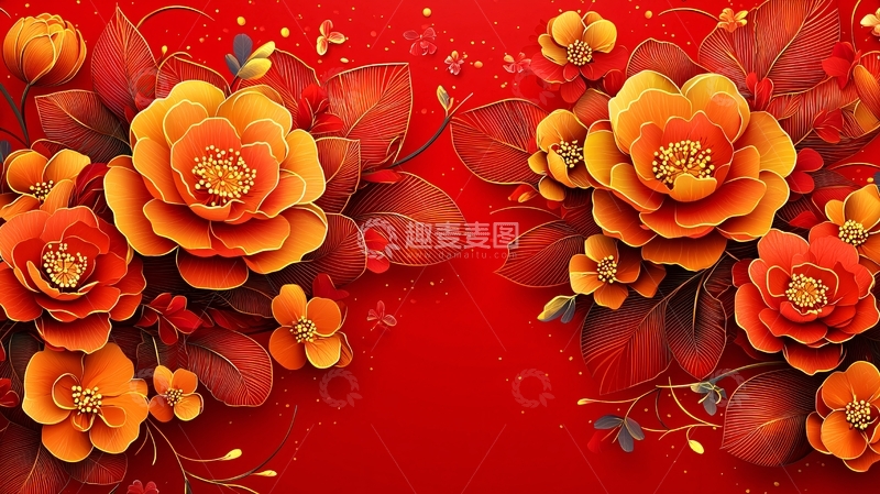 高清大图下载【趣麦麦图】红色背景