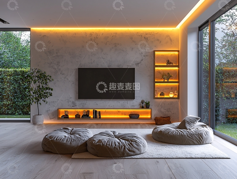 高清大图下载【趣麦麦图】现代简约客厅电视背景墙