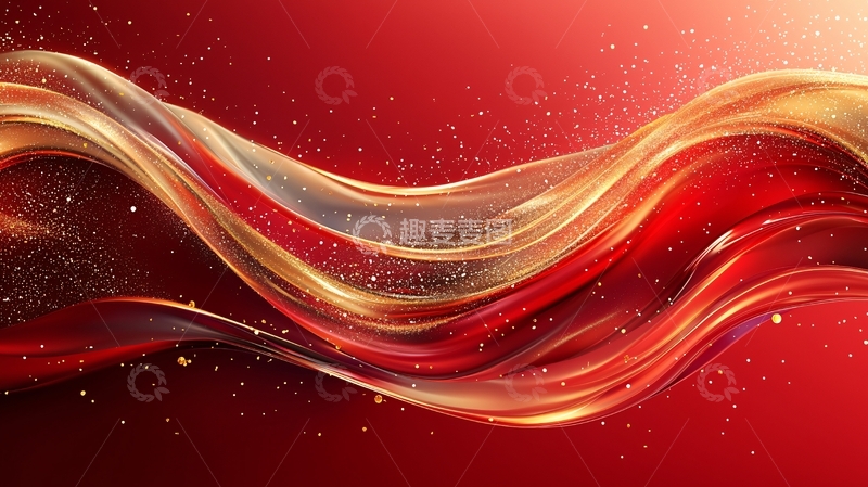 高清大图下载【趣麦麦图】红金色丝绸般流畅线条