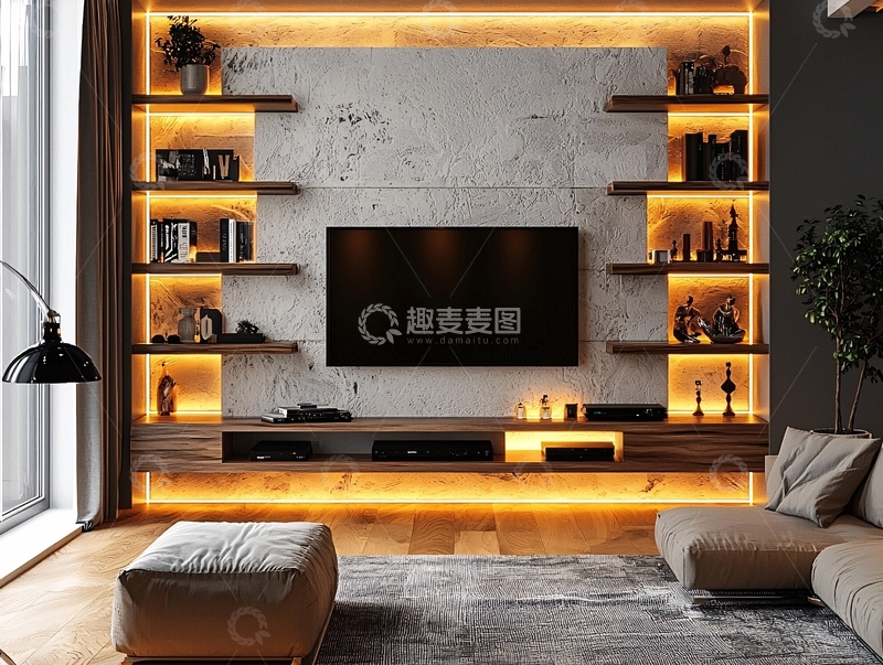 高清大图下载【趣麦麦图】现代轻奢电视背景墙