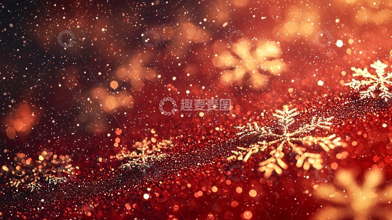 高清大图下载【趣麦麦图】红色背景雪花