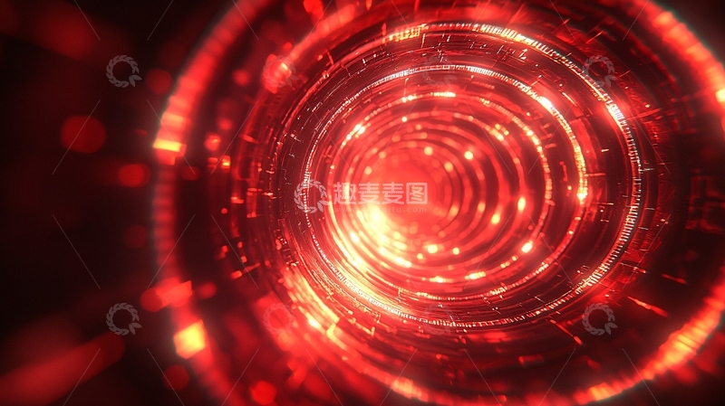 高清大图下载【趣麦麦图】红色环状光效隧道