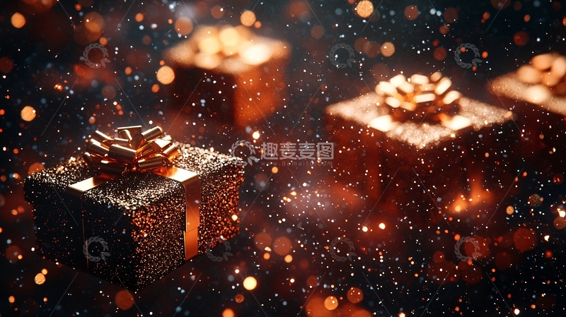 高清大图下载【趣麦麦图】金色礼物盒