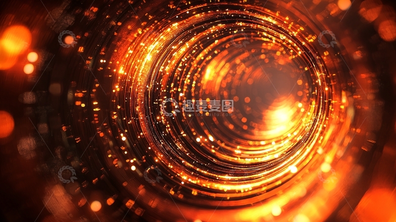 高清大图下载【趣麦麦图】旋转的金色粒子隧道