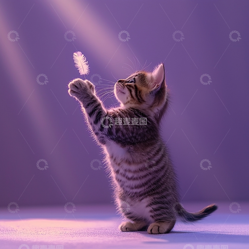 高清大图下载【趣麦麦图】小猫玩蒲公英