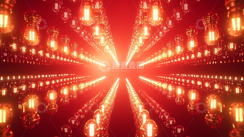 高清大图下载【趣麦麦图】红色光线灯泡隧道