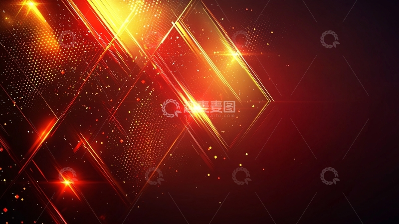 高清大图下载【趣麦麦图】红黄光效几何背景