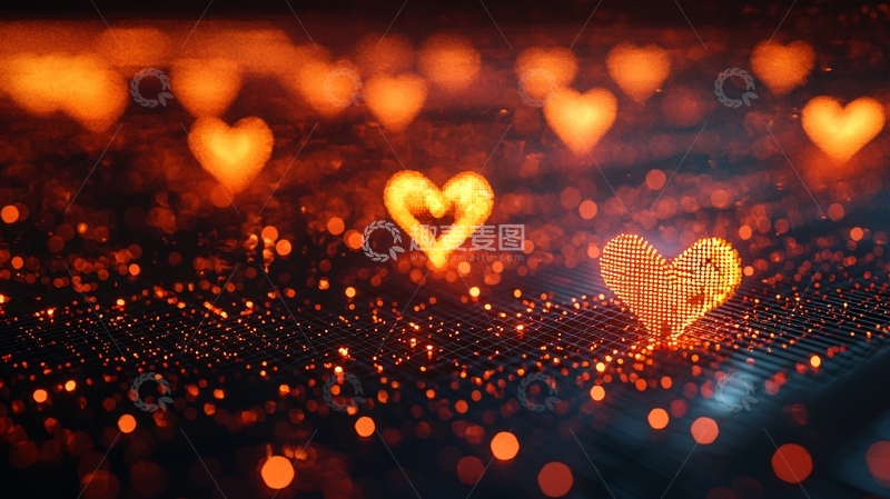 高清大图下载【趣麦麦图】闪耀爱心背景图