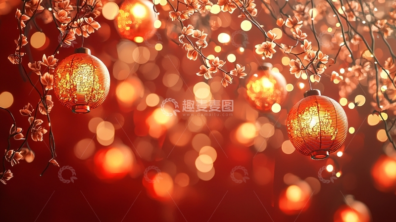 高清大图下载【趣麦麦图】红灯笼花朵背景