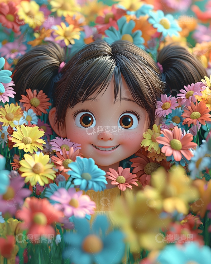 高清大图下载【趣麦麦图】可爱卡通女孩