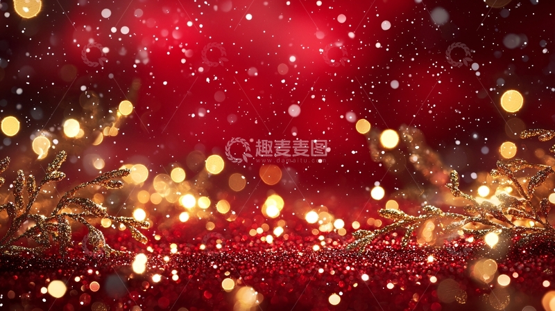 高清大图下载【趣麦麦图】红色背景圣诞节闪光灯