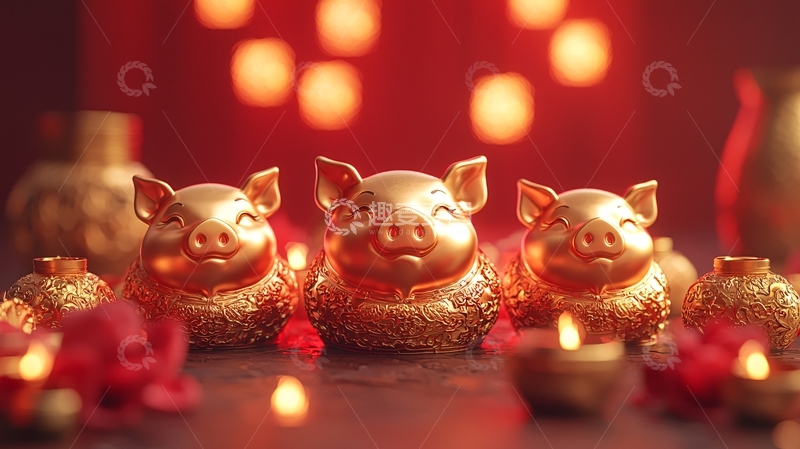 高清大图下载【趣麦麦图】金色猪摆件