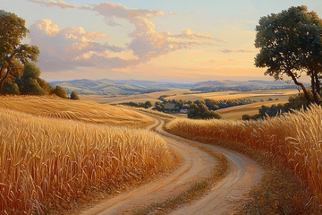 金色麦田蜿蜒小路