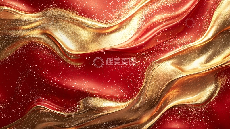 高清大图下载【趣麦麦图】红色金色液体波纹