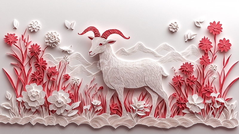 高清大图下载【趣麦麦图】纸雕山羊