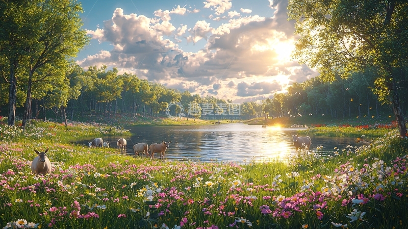 高清大图下载【趣麦麦图】阳光明媚的田园风光