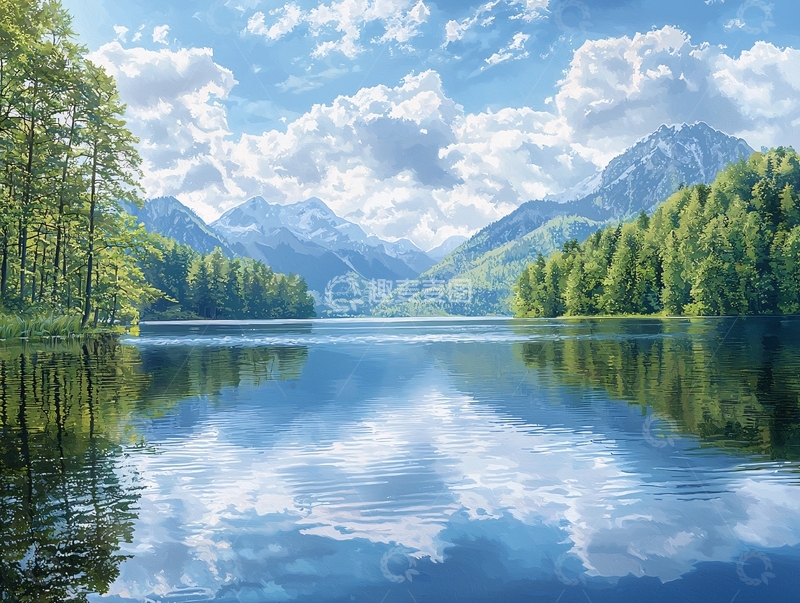 高清大图下载【趣麦麦图】湖光山色