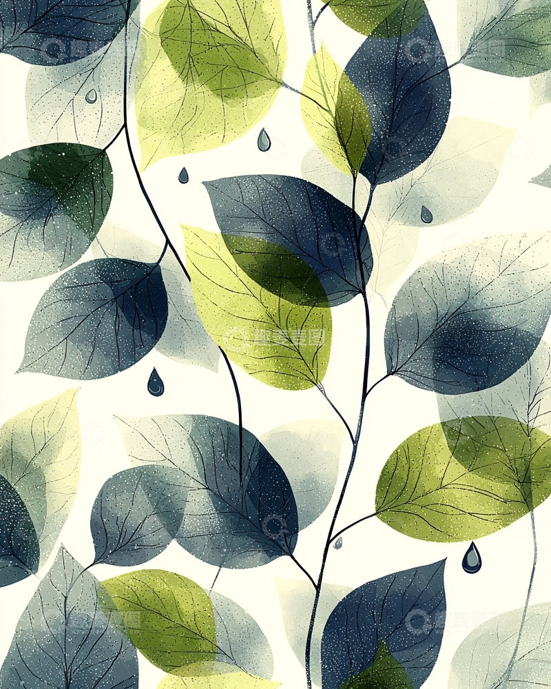 高清大图下载【趣麦麦图】水墨叶子