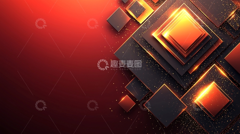 高清大图下载【趣麦麦图】红色背景黑色金色方形