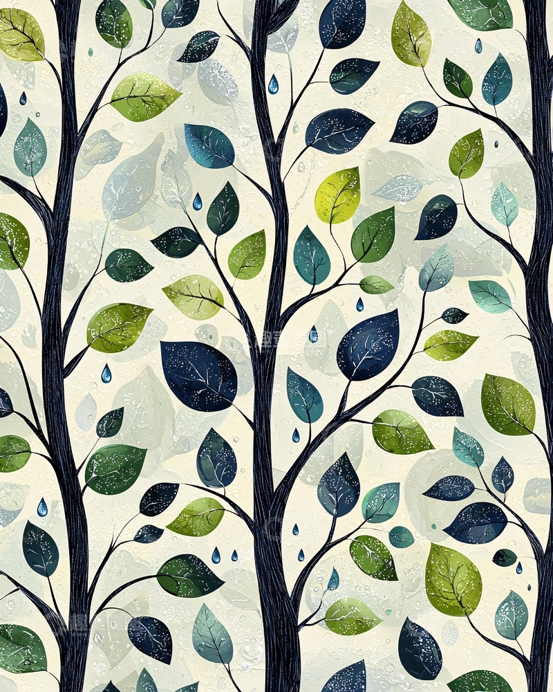 高清大图下载【趣麦麦图】水彩树叶