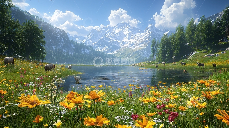 高清大图下载【趣麦麦图】阿尔卑斯山脉风光