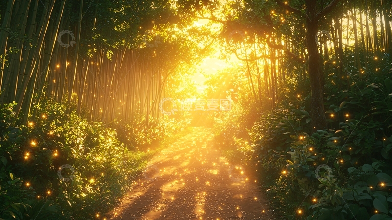 高清大图下载【趣麦麦图】阳光森林小路