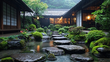 雨后日式庭院