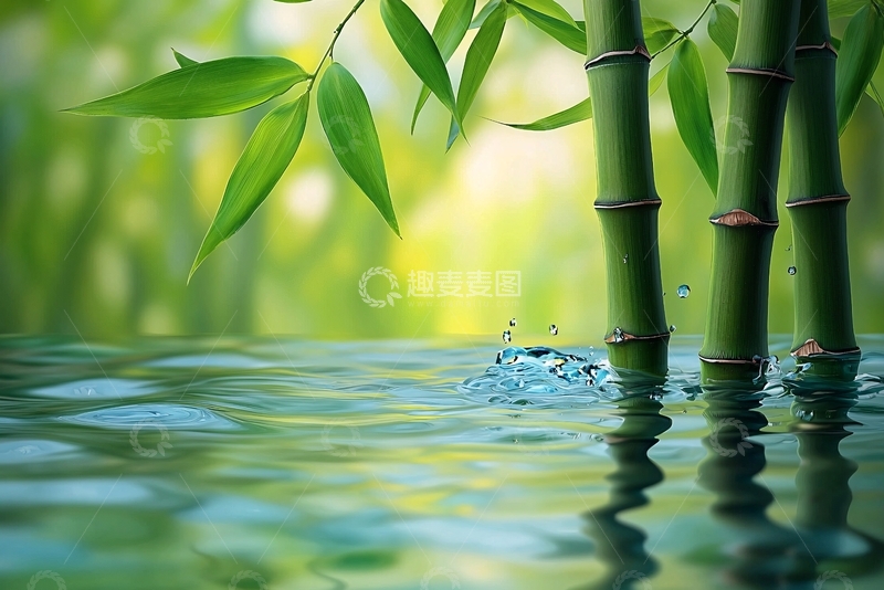 高清大图下载【趣麦麦图】绿竹清泉