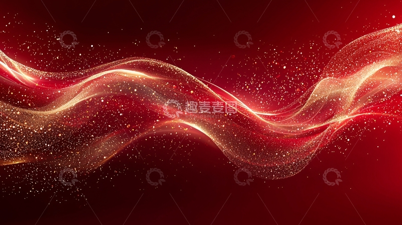 高清大图下载【趣麦麦图】红色金色波浪