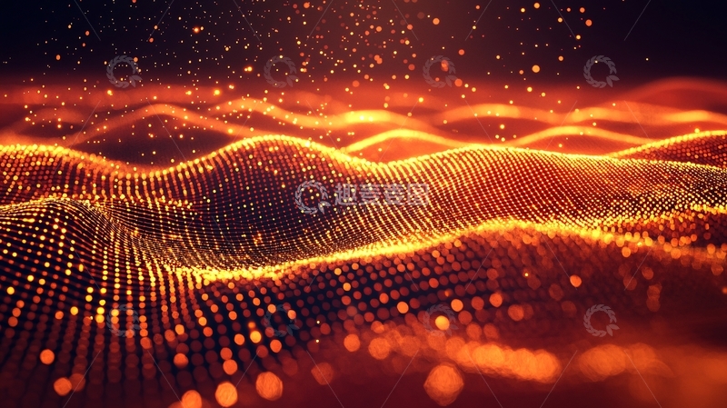 高清大图下载【趣麦麦图】金色粒子波浪