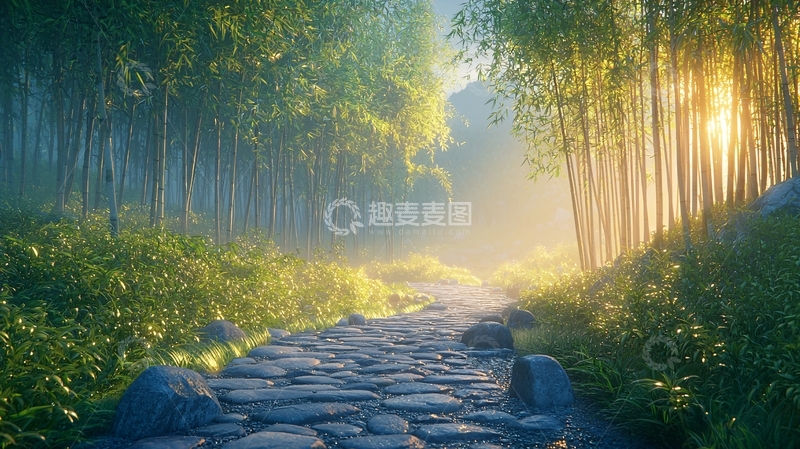 高清大图下载【趣麦麦图】阳光森林小路