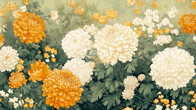 高清大图下载【趣麦麦图】秋日菊花盛开图