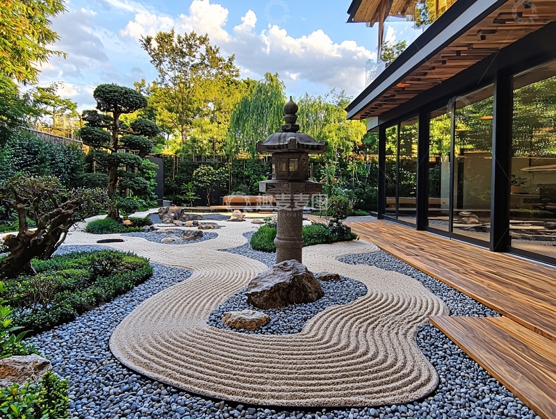 高清大图下载【趣麦麦图】现代日式枯山水庭院