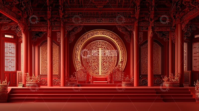 高清大图下载【趣麦麦图】红色宫殿宝座