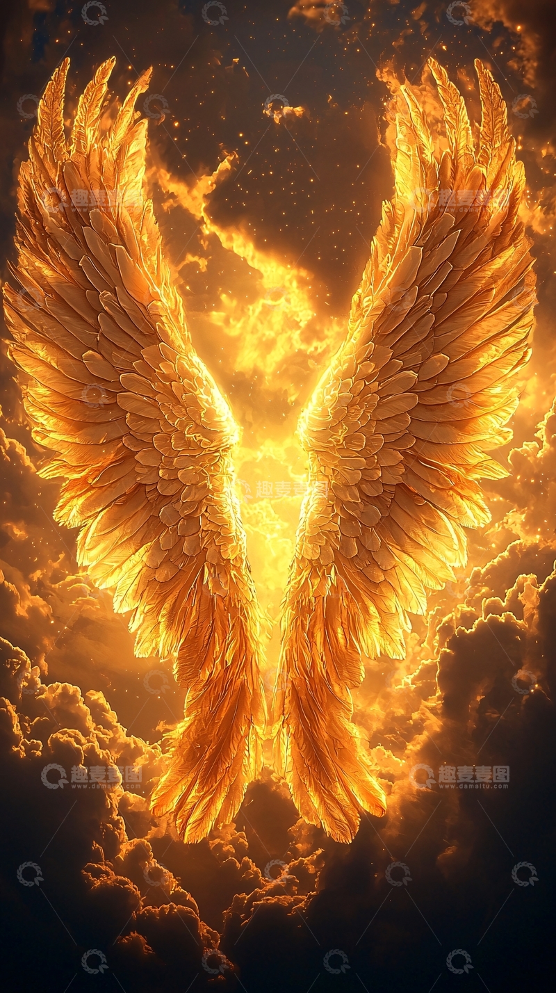 高清大图下载【趣麦麦图】金色火焰翅膀