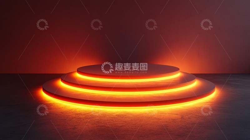 高清大图下载【趣麦麦图】橙色灯光环绕的圆形台阶
