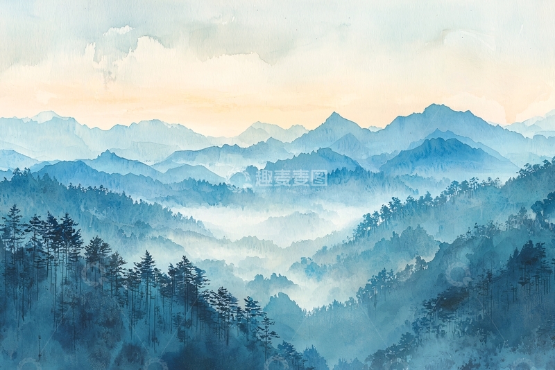 高清大图下载【趣麦麦图】水墨画山峰