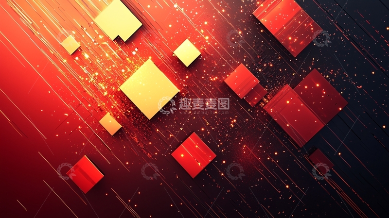 高清大图下载【趣麦麦图】红色几何方块背景