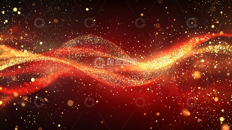 高清大图下载【趣麦麦图】红色金色粒子波浪