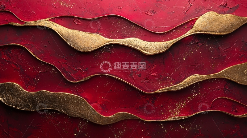 高清大图下载【趣麦麦图】红色金色波浪纹理