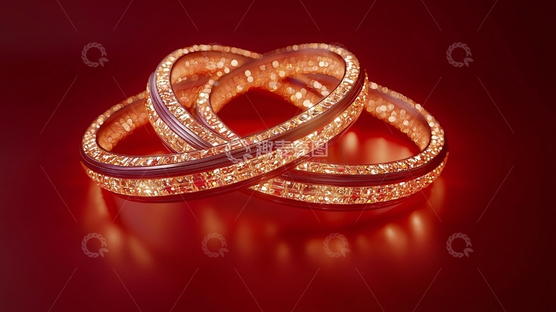 红底上闪耀的钻石戒指