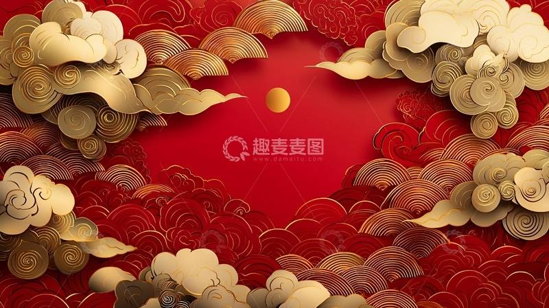 高清大图下载【趣麦麦图】祥云瑞气中国风背景